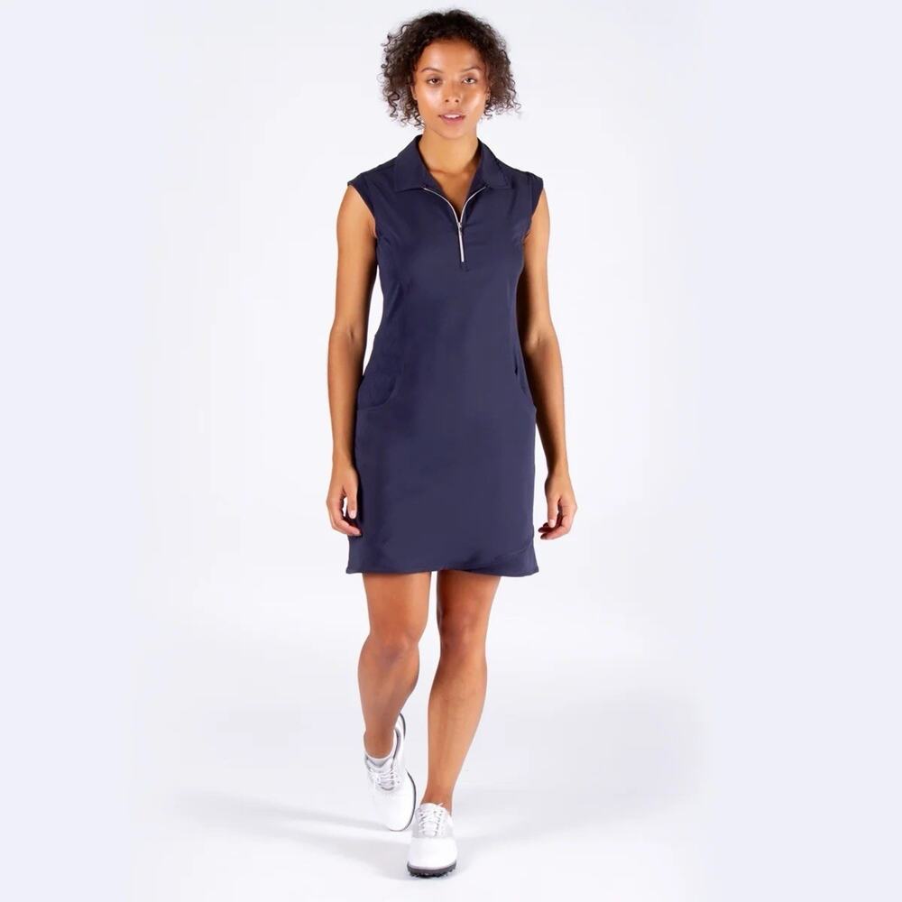 NWT Nivo Sport Emilia Dress Navy Athletic Mini Collar Tank Women’s Medium Golf